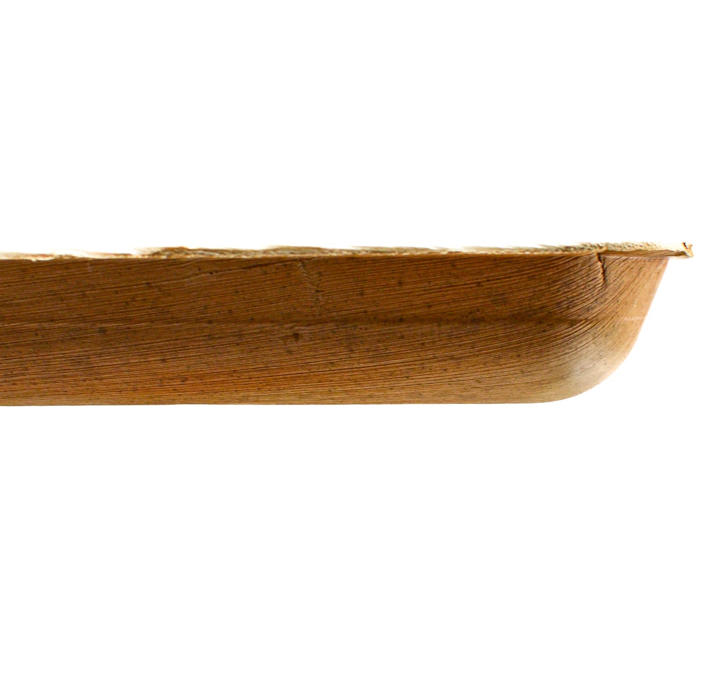 Zijaanzicht van het palmblad bord van 23x15cm
