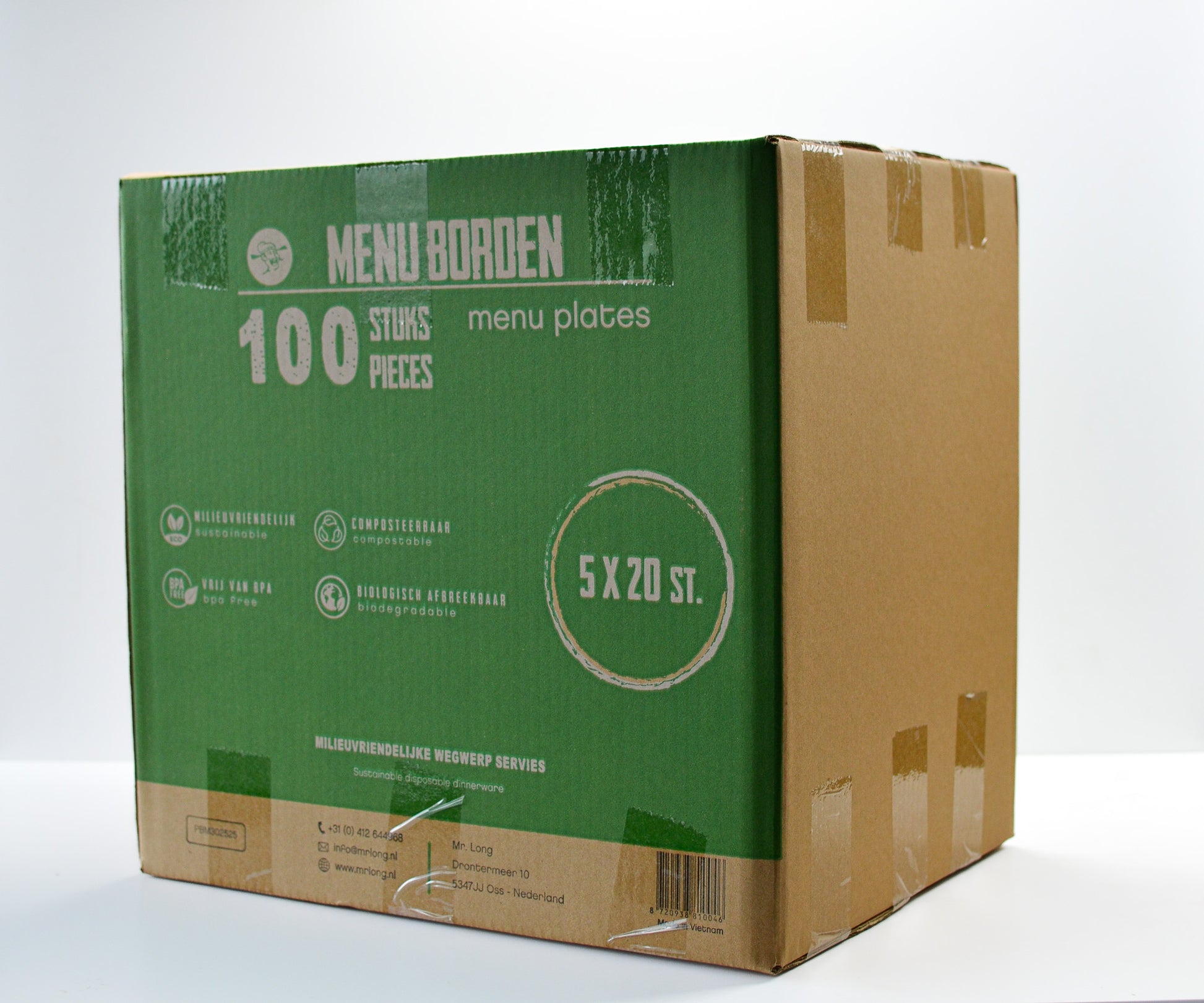 verpakking van palmblad menu borden