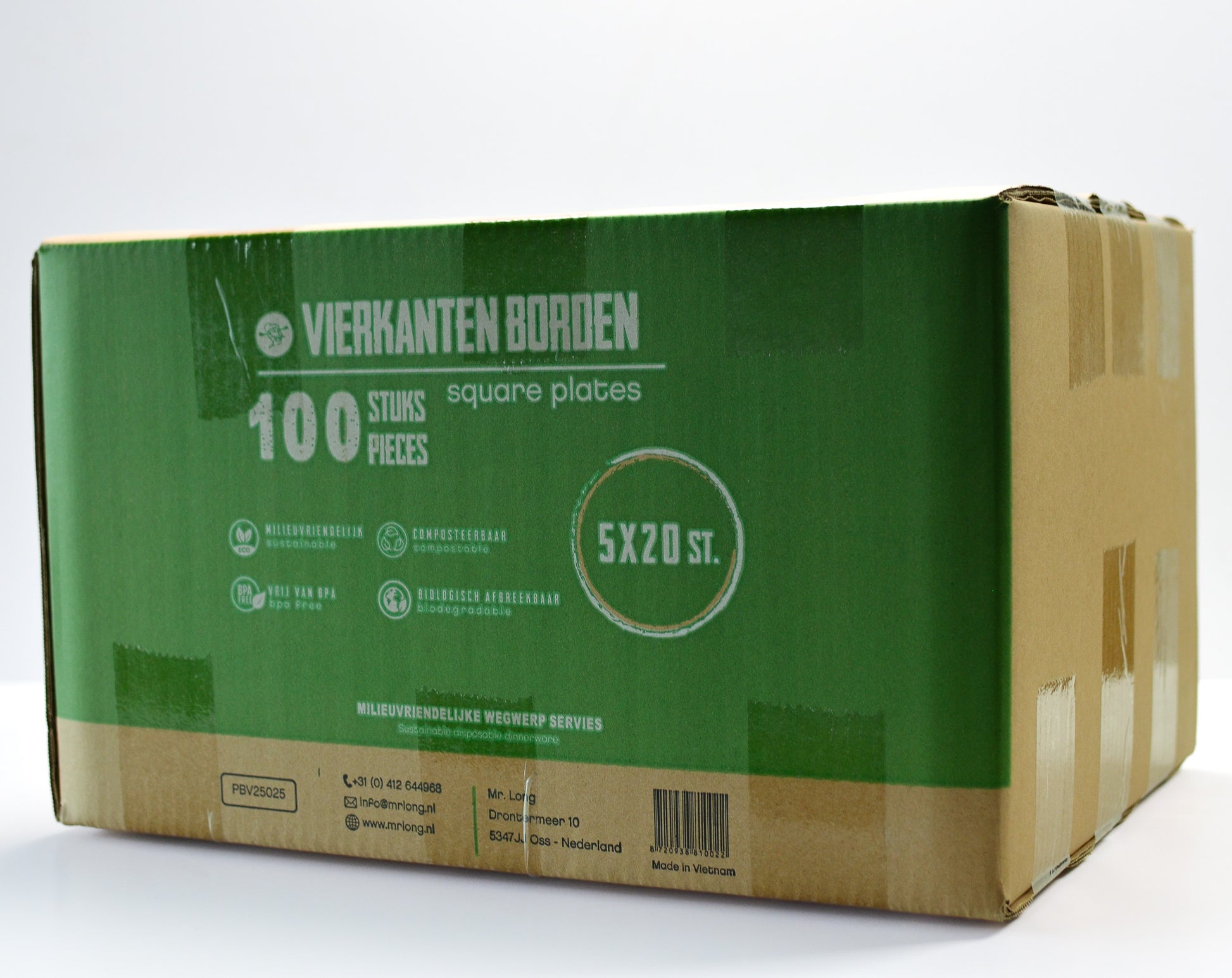 verpakking van vierkante palmbladborden