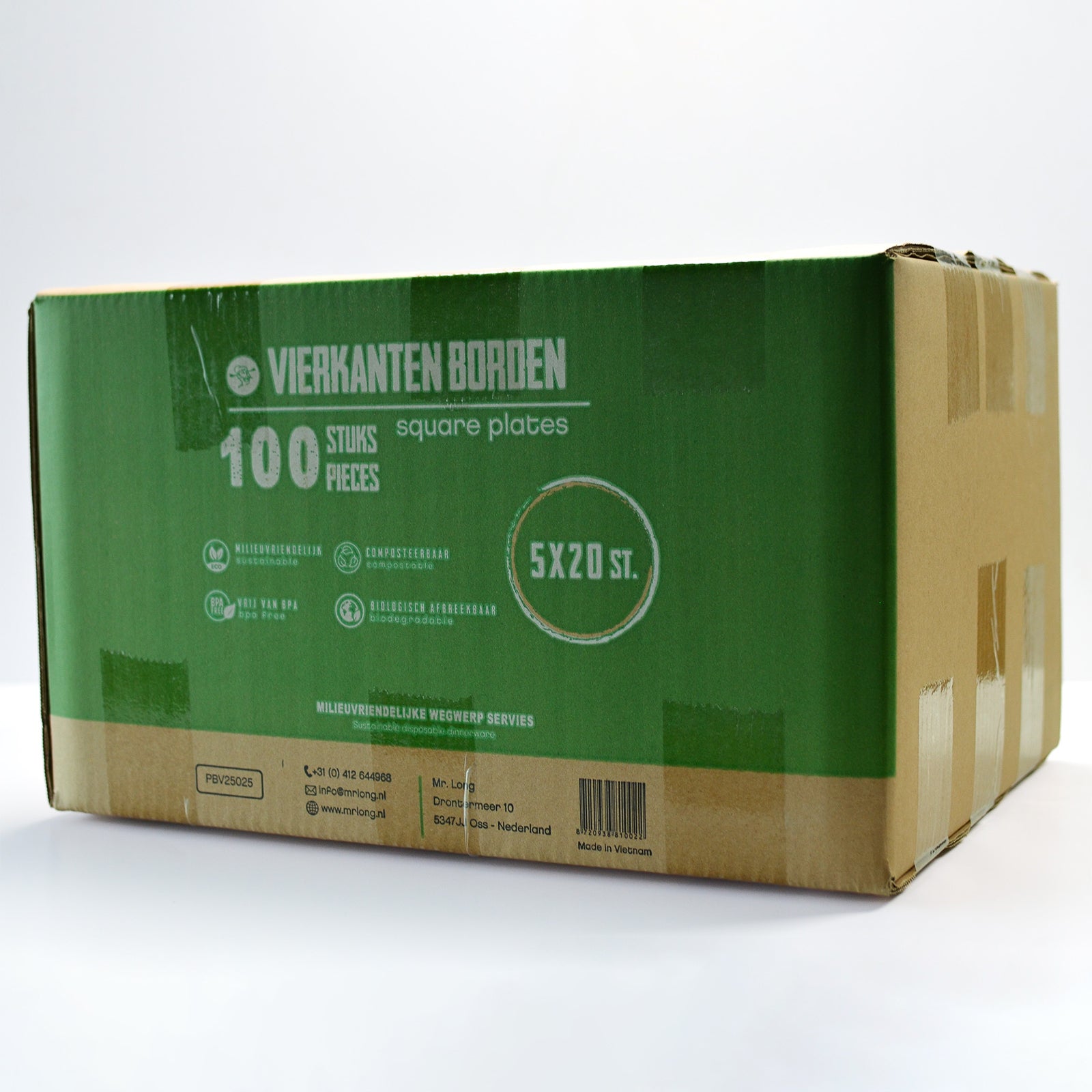 Palmblad bord 20x20cm - 100 stuks